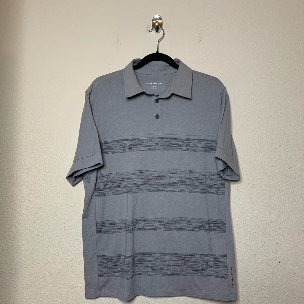 Beachbody Striped Fusion Short Sleeve Polo Shirt Size M